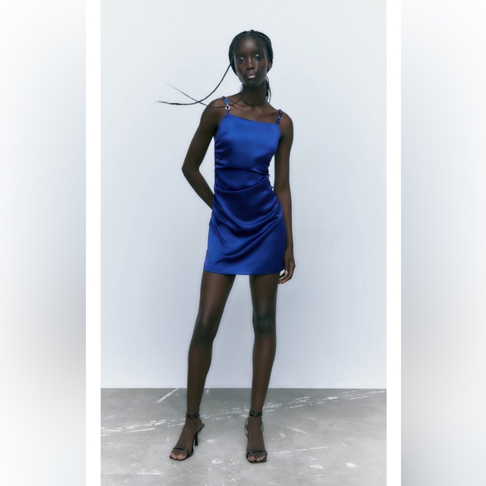 Zara One Shoulder Blue Dress